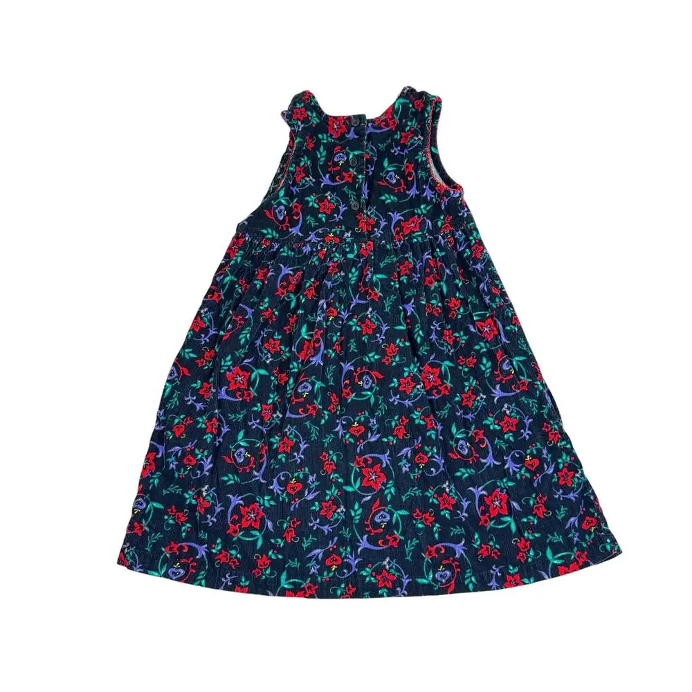VTG OshKosh B'Gosh Floral Corduroy Jumper Dress 6 Cotton USA